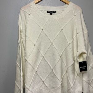 Absolutely Famous Cream Diamond‎ Knit Sweater